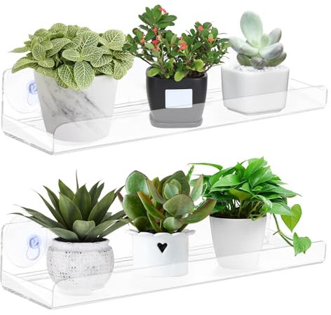 KXVXXV Lot de 2 étagères pour plantes d'intérieur - Support pour plantes - Support de fleurs - Support mural de fenêtre - Étagère à fleurs - Rebord de fenêtre à suspendre