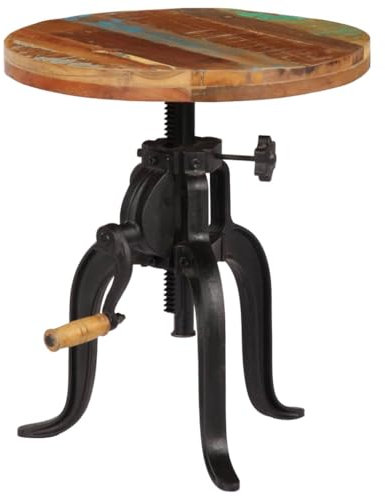 NQJIBUE Home Garden,Side Table 45x (45-62) cm Solid Reclaimed Wood and Cast Iron