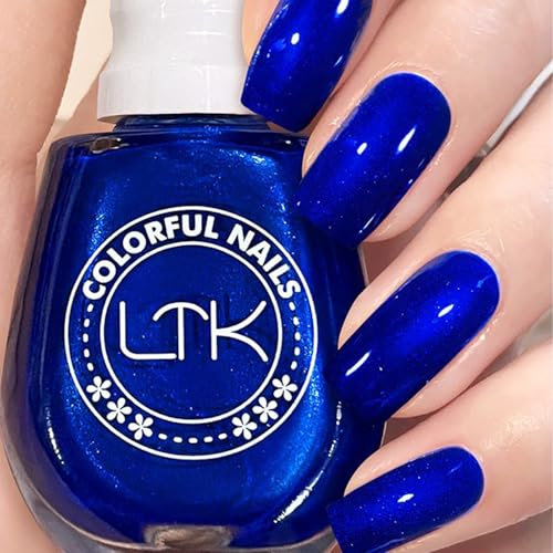 Blue Nail Polish - Dark Blue Nail Varnish - Long lasting & Quick Dry Royal Blue Sparkly Nail Polish -High Glossy Shimmer Non Chip Nail Varnish No Need UV for Women Nail Art DIY