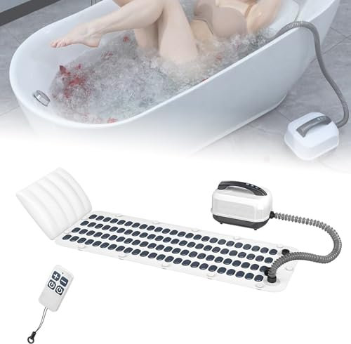 Ganzkörpermassage-Spa-Maschine, Home Surf Massage-Badematte, rutschfeste Badematte mit 6-Gang-Einstellung, 114 Sprudeldüsen, Körper-Sprudelbad-Maschine, mit aufblasbarem Kissen + Fernbedienung