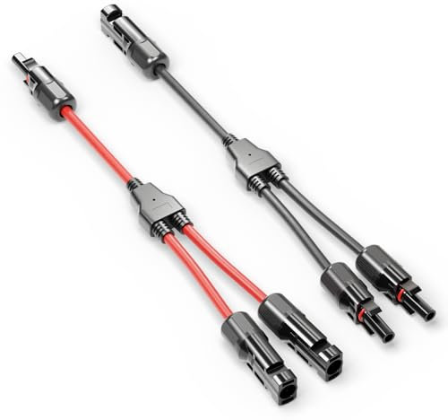 deleyCON Solar Y Kabel 2/1 Adapter 6mm² - Y Stecker Adapter PV4 / T-Adapter IP68 1500V - (M/FF, F/MM) - Für Solaranlage, Solarpanel, PV Anlage, Photovoltaik, PV Stecker (30cm)