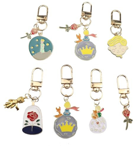 Hoshisea 7 Stücke Schlüsselanhänger Kleiner Prinz, Kreativer Schlüsselanhänger, Kleine Prinz Schlüsselanhänger, für Geldbörsen, Schlüsselanhänger, Geschenke