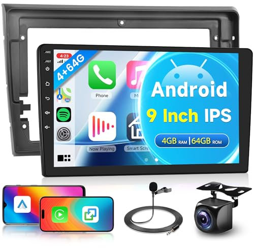 4G+64G Wireless Carplay Android Autoradio 2 Din für FIAT Bravo 2007-2014 9 Zoll Touchscreen Autoradio mit Android Auto Navi GPS WiFi Mirror Link Bluetooth FM/RDS Radio 32 EQ/USB/SWC Rückfahrkamera
