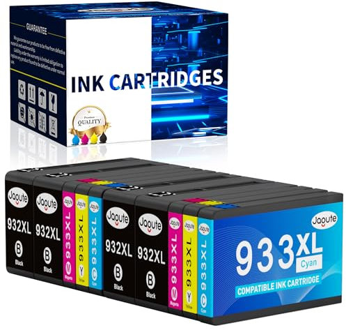 Jagute 10 Packungen 932XL 933XL Multipack Druckerpatronen 932 933 Kompatibel für HP 933XL Multipack für HP OfficeJet 6600 Patronen 7510 6700 7110 7610 7612 6100 (4 Schwarz, 2 Cyan, 2 Magenta, 2 Gelb)