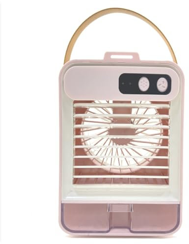 lyxamjrzyp Standventilator, tragbarer Ventilator mit USB-Schnittstelle, mit Zerstäuber und Make-up-Spiegel, leiser Säulenventilator für Zuhause, Büro und Reisen (Pink)