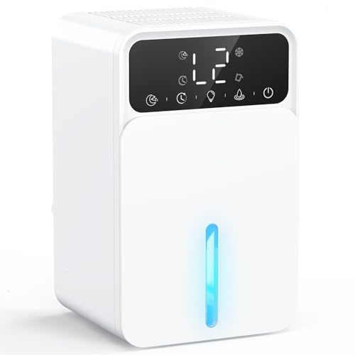 Dehumidifiers for Home, 1500ML Quite Dehumidifiers for Bedroom, Portable Electric Bathroom Dehumidifier, 12H Timer, Automatic Shutoff, 7 Colorful Lights, Mini Dehumidifier for Drying Clothes