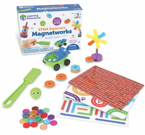 Learning Resources STEM Explorers Magnetworks Mega Magnets Set, Ages 5+, Magnetic Science Kit for Kids, 46-Piece STEM Toy, Physics Experiment Set for Home & Classroom