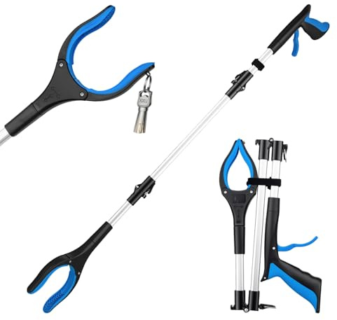 SGAONSN Pinzas Recoge Objetos Extra Largas 91cm, Pinzas Extensibles Personas Mayores, Palo con Imán Telescópico para Minusválidos y Ancianos, Pinza Recoger Basura y Fruta（1 Piezas