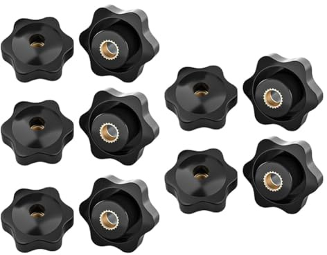 Wadakada 10Pack Plum-Blossom Hand Tightening Rubber-Head Nuts Black Thumb Nuts Star Mechanical Thumb Nuts M8