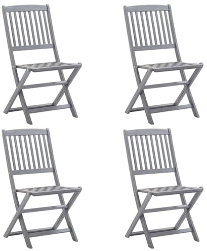 Mokuyary Klappbare Outdoor-Stühle, 4-teiliges Holzstuhl-Set, Terrasse, Hinterhof, Sonnenliegen, für Garten, Terrasse