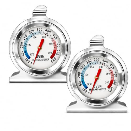 2PCS Termómetro para Horno, 50-300 Grados Termómetro de Horno Analógico de Acero Inoxidable como Termómetro para Asados, Termómetro para Carne para Parrilla y Cocina, Termómetro Interior