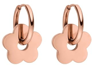 Purelei Flowery Creolen Small – kleine Creolen mit Blumen-Anhänger | wasserfester Edelstahl | 14K Vergoldung, Silber & 18K Rosévergoldung