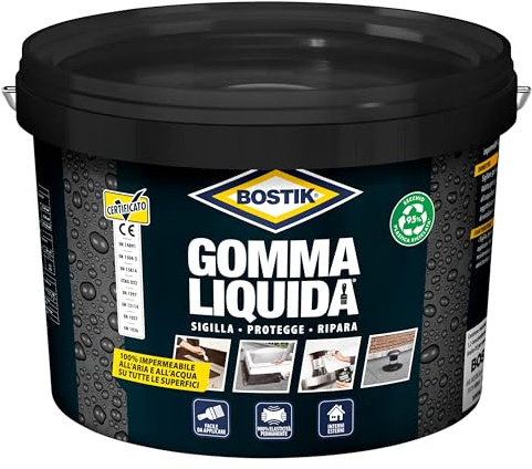Bostik Gomma Liquida, Rivestimento Impermeabile a Base di Gomma per Sigillature e Riparazioni, 2,5 Litri
