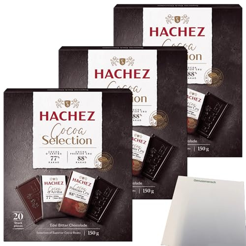 usy Bundle für Hachez Schokolade Cocoa Selection Täfelchen Mix 3er Pack (3x150g Schachtel) + usy Block