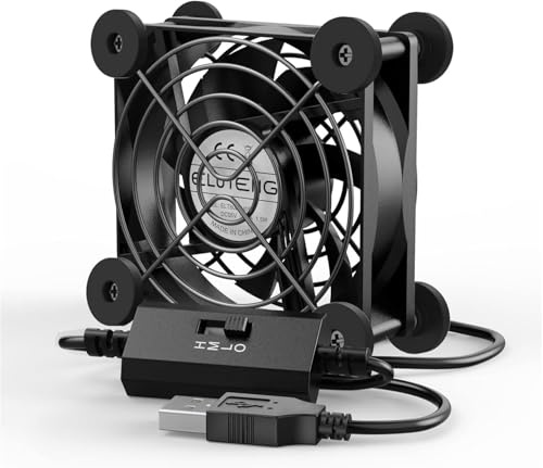 ELUTENG Ventilador USB de 80 mm y 5 V con 3 velocidades ajustables, ventilador USB para ordenador con 8 almohadillas protectoras que amortiguan los golpes, ventilador silencioso para PC, 80 mm, para