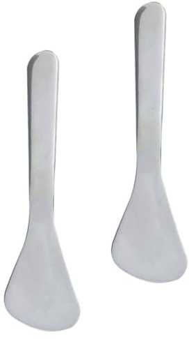 MAGICLULU Spatule Visage en Acier Inoxydable Argentée 2pcs, Outil Portable pour Massage des Yeux, Applicateur de Crème et Soin Peau pour Femme