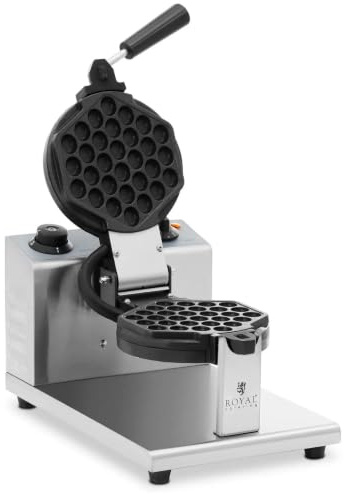 Gaufrier professionnel rond 1 gaufre à bulles 1200 w acier inoxydable aluminium téflon argenté 14_0009104