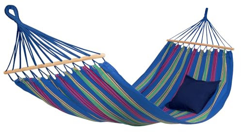 AMAZONAS Hängematte Aruba Juniper wetterfest und UV-beständig 210 x 80cm bis 180kg blaugestreift