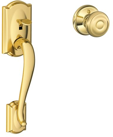 SCHLAGE Camelot Front Entry Handle Georgian Interior Knob (Bright Brass) FE285 CAM 505 GEO 605 Lock Company