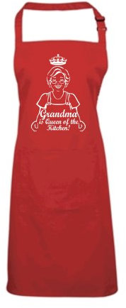 Kochschürze mit weiblichem Bild Grandma is Queen of the Kitchen, rot, Einheitsgröße