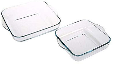 Borcam 1690037 Juego de 2 bandejas de Horno Care Cristal Transparente, 31,5 x 28 x 6 cm