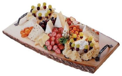 Rindenbrett Rustikal | Servierbrett Holz mit Tragegriffen, Gr. 60 x 22 cm