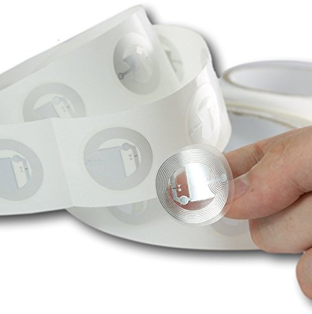 10 x NFC Tags | NXP Chip NTAG216 | 888 Byte Speicherkapazität |Selbstklebende runde und transparente Etiketten | Hohe Scankraft und Ultra Slim-Design | starker Aufkleber