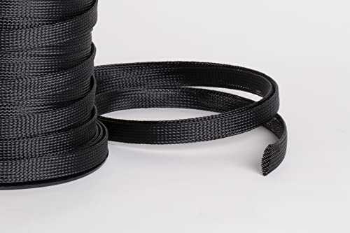 Guaina Trecciata Poliestere Elastica, diametro 10 mm espandibile a 18 mm, colore Nero, 10 Metri