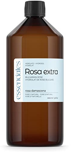 Essenciales - Hidrolato de Agua Floral de Rosa Extra BIO, 100% Pura con Certificado ECOLÓGICO, 1 Litro | Hidrolato Rosa Damascena BIO