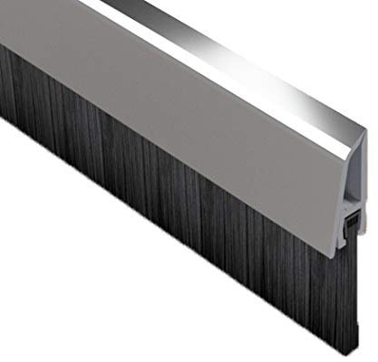 STORMGUARD Concealed Fixed Brush Bottom Door Seal - Draught Excluder Door Strip - Chrome