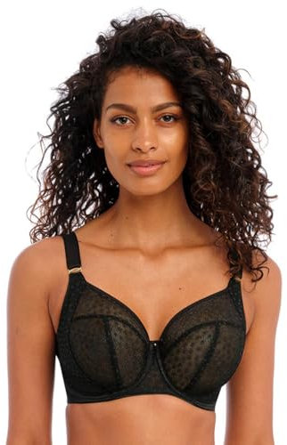 Freya Women's Starlight Unlined Side Support Lace Underwire Bra Full Coverage, Black, 38HH