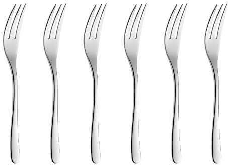 Gerlach Muza Kuchengabel Set Für 6 Personen Spülmaschinenfest Kleine Gabeln Dessertbesteck Essbesteck Aus Edelstahl Elegantes Besteck Tafelbesteck Rostfrei, Silberglänzend, 6 STK, 6