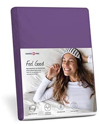 HANSE PRO Spann-Betttuch 140x200-160x220 cm I Spann-Bettlaken I Laken I für Boxspring-Betten und Wasserbetten I Steghöhe bis 30 cm I Premium-Qualität I Farbe Purple