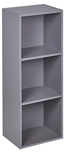 URBNLIVING 1, 2, 3, 4 Tier Grey Wooden Shelving Bookcase Storage Wood Shelf Unit (3 Tier)