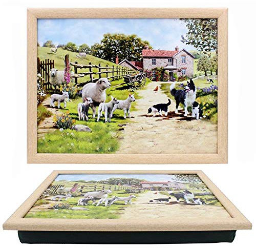 The Leonardo Collection Macneil Studios Collie & Sheep Laptray For Food Serving & Breakfast | Comfortable Lap Trays With Bean Bag Cushion | Durable Laptrays For Eating On Lap For Adults