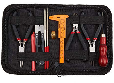 PH PandaHall 10pcs Kits d'outils de Bijoux de Bricolage,Comprenant Une Pince, Un Anneau de Saut, des Aiguilles à Crochet, des Ciseaux, Un Poinçon, Un Pied à Coulisse, des Limes Diamantées