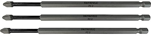 Faithfull FAISBPZ2150I Impact Screwdriver Bits (3 Pack) PZ2 Length: 150mm