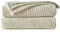 Longhui bedding Cremefarbene gestrickte Baumwolldecke für Couch, weich, gemütlich, maschinenwaschbar, 100 % Baumwolle, Sofa-Zopfmuster, schweres 1,8 kg Gewicht, 152,4 x 203,2 cm, Beige