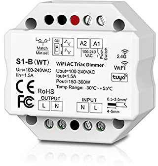 Planetitaly Centralina Triac Dimmer 230V WiFi RF lampade faretti LED interruttore PUSH 360W