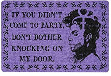 S-TROUBLE Prince Doormat If You Didn't Come to Party Don't Bother Knocking On My Door Letters Printed Retro Purple Front Door Mat Home Party Decor