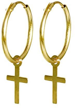 I-be, Kreolen mit Kreuz Ohrringe, 14 k (585) Gold, 20x13 mm, 39585 Kreolen Kreuz