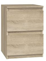 Oggi Lugo Nachttisch Schrank mit Zwei Schubladen 30x40x30cm Minimalistisch Modern aus 16mm Schichtstoffplatte Design Wohnzimmer Schlafzimmer Flur Grifflos Sonoma Eiche