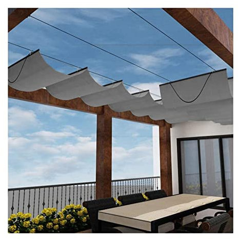 LXBAMKEA Freien Sonnensegel, Ersatz Welle Schatten Abdeckung, Einziehbar Dach Markise, UV-Schutz Belüftung Dekoration Schattennetz, Cafe Deck Carport Garten Markise, Anpassbar (Color : Grigio, Size