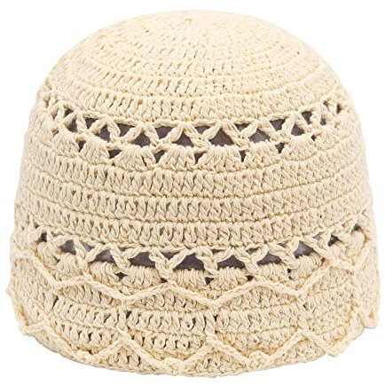 ZLYC Damen Cotton Crochet Hat Knit Skull Cap Beanie-Mütze, Häkelnadel Beige, One Size