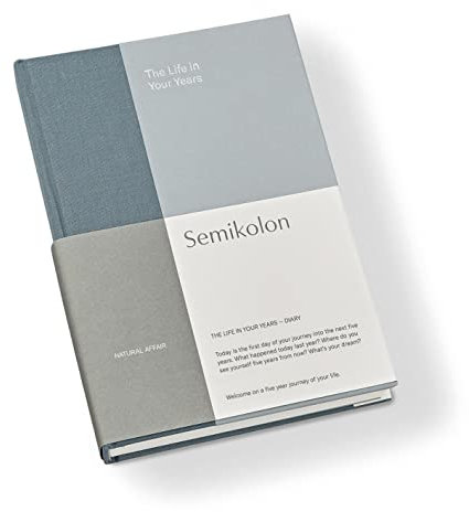 Semikolon 368701 The Life in Your Years, 5-Jahres Tagebuch A5 Format, Diary mit Buchleineneinband, Englisch - Sea Salt