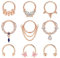 Kakonia 9Pcs 16G Anneaux de Septum pour Femmes en Acier Inoxydable 316L Bijoux de Septum Biling Cz/Bat/Butterfly Dangle Septum Piercing Tragus Helix Earrings Daith Piercing Bijoux 8mm