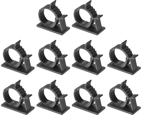 Uxcell Adjustable Cable Clips, 10pcs, Black, 22-25mm, 41x21x45mm, Self-Adhesive