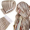 Easyouth Blond Tape Extensions Echthaar Tape in Haarverlangerung Naturlich Tape in Echthaar Extensions Aschblond Highlighted Gelbblond 18/613 30 cm 30g