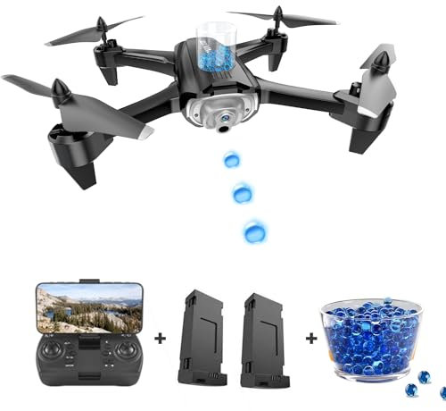 Gel Blaster RC Drohne, mit 720P HD Kamera für Kinder, WiFi FPV Drone für Anfänger, RC Quadcopter mit 1 Akku, Schwerkraft Sensor, Ein-Tasten-Start/Landung, Flip Mode, schießt Gel-Bälle, Headless Mode