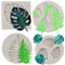 MYPRACS Set di 4 stampi in silicone a forma di foglia tropicale, felce, pasta di zucchero, foglie di Monstera, stampi per caramelle, decorazioni per torte, topper per cupcake, pasta di gomma,